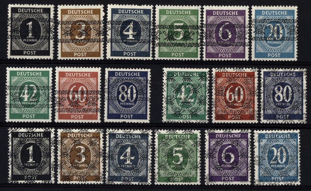 Germany #I/I-IX/II US British Zone 1948 Posthorn Overprint Postage Mint LH NH