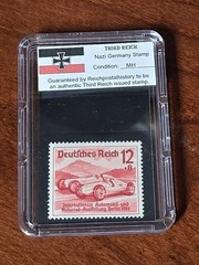 MERCEDES BENZ RACE CAR AUTO BERLIN Third Reich WWII Nazi German Stamp w Case