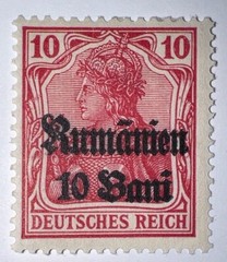 Travelstamps: 1918 Germany Stamps Romania 10 Bani on 10pf, Mint Original Gum H