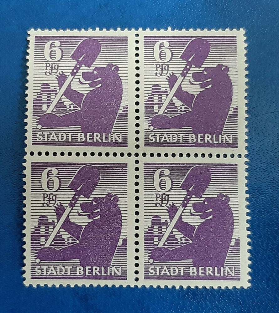 Germany Stamps Allied Occupation Berlin 4x 6 Pfennig Block SBZ Mi. Nr. 2 (19747)