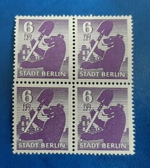 Germany Stamps Allied Occupation Berlin 4x 6 Pfennig Block SBZ Mi. Nr. 2 (19747)