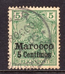 German Offices in Morocco Scott # 8D VF Used 1903 Germania 5 C on 5 Pfg #3