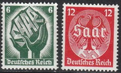 Stamp Germany Mi 544-5 Sc 444-5 1934 WWII 3rd Reich War Saar Land Eagle Coal MH