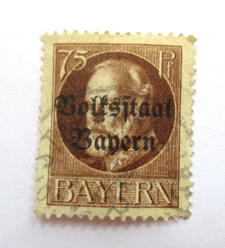 Germany Bavaria 1919 King Ludwig III 75pf Overprinted Volksstaat Bayern 1919