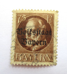 Germany Bavaria 1919 King Ludwig III 75pf Overprinted Volksstaat Bayern 1919