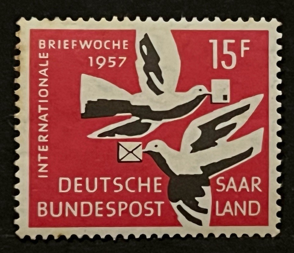 Travelstamps: Saar Germany Stamps Sg 405 – 1957 Int’l Letter Writing Week MNH OG