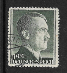 GERMANY 1942 – HITLER PORTRAIT – 1 M Green – SG 799a Fine Used (#2)