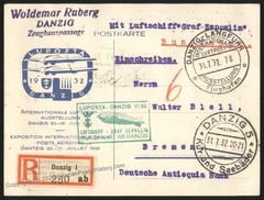 Danzig 1932 Poland Germany Graf Zeppelin LUPOSTA Registered Mi261 Cover S 113369