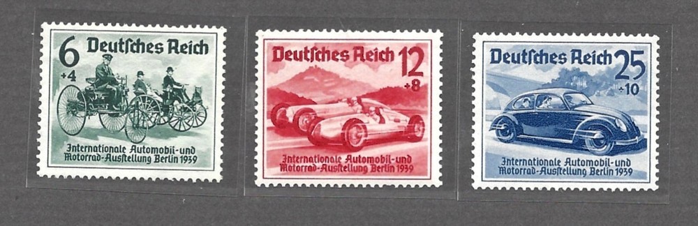 German Reich Stamps Mi 686 – 688, Auto & Motorcycle Exhibition, All MNH, VF