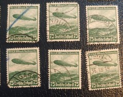30 Stamp Lot 1936 GERMANY Deutsches Reich Luftpost 75 Pfennig Mi 607 ZEPPELIN