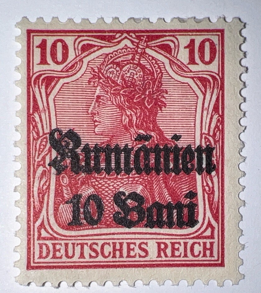 Travelstamps: 1918 Germany Stamps Romania 10 Bani on 10pf, Mint Original Gum H