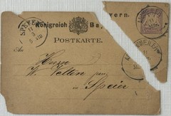 1880 Bavaria Postal Card Annweiler Speyer Scott UX3 Rose Order Pfalz