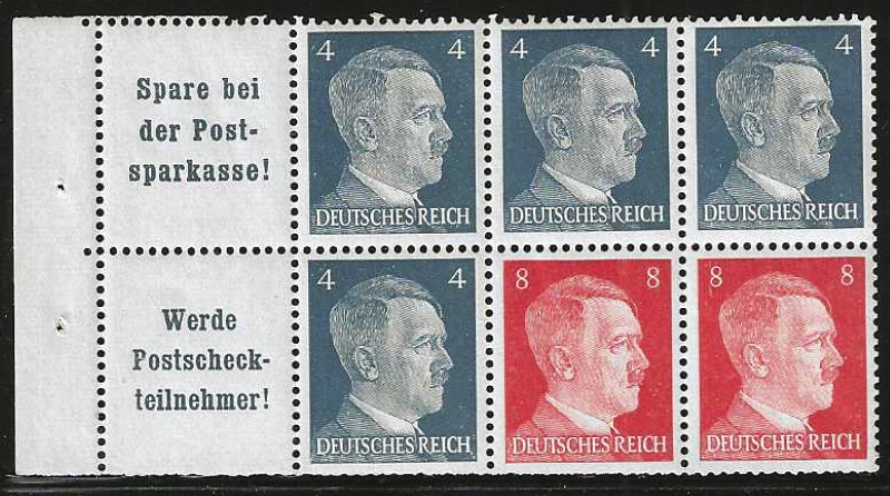 GERMANY 1941 „Hitler“ Booklet Pane Michel H-Blatt-#119, Sct #508a Mint/NH SUPERB