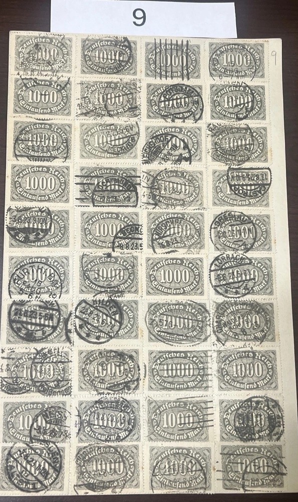 1922-1923 HUGE LOT OF GERMANY INFLATION 1000 MARK STAMPS, BEAUTIFUL CANCELS #9
