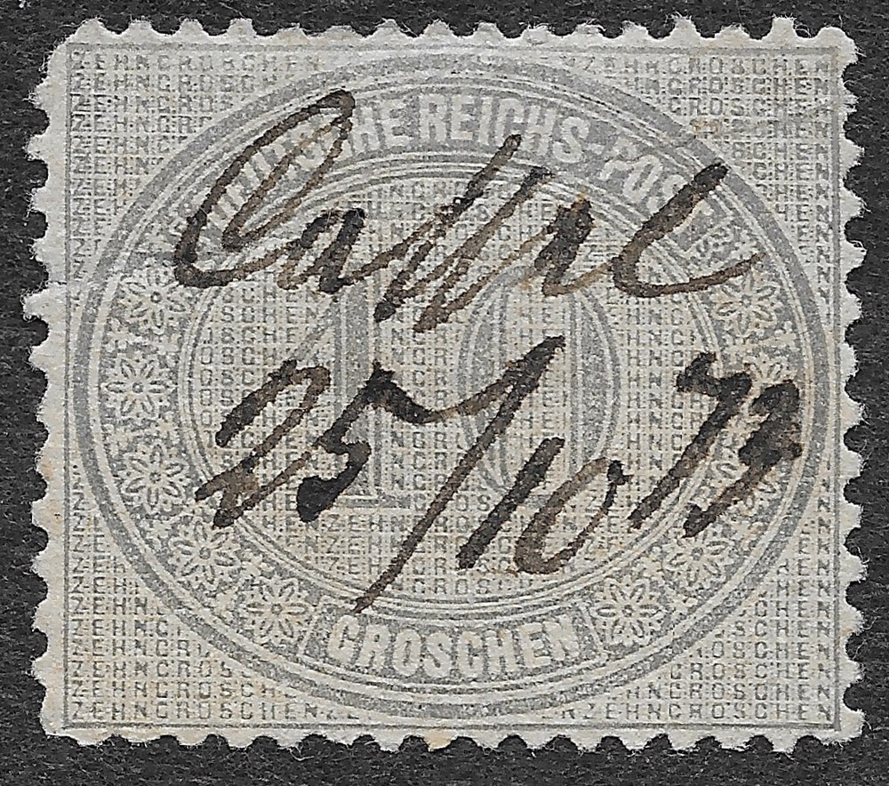MMK Philately: Germany Scott #12 Used Fault Pen Cancel 10gr Gray SCV $165