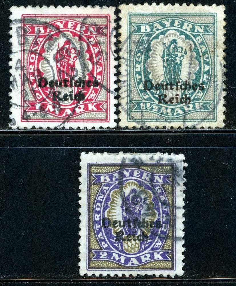 Stamps Bavaria, Scott # 266, 268 and 269 used