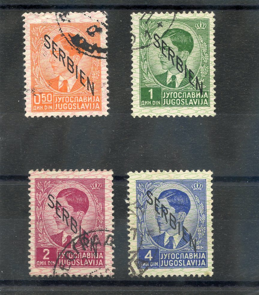 SERBIA Sc 2N2,3,5,7(MI 2,3,5,7)F-VF USED 1941 VALUES $35