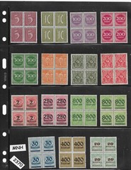 100+ MNH Stamps in Blocks of 4 Weimar Republic Germany Overprints #2370