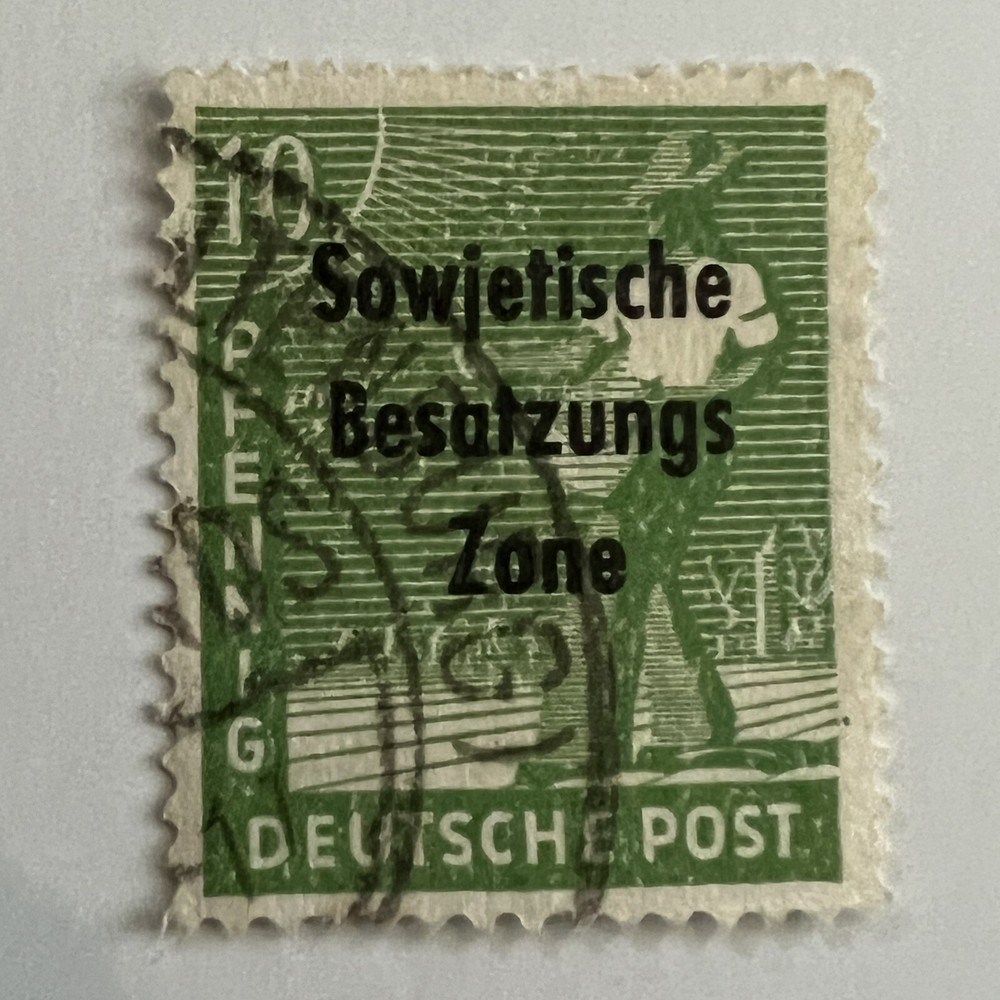1948 GERMAN 10pf STAMP #10N4 WITH ALTENBURG SON SOTN CANCEL SOVIET OCCUPIED OVPT
