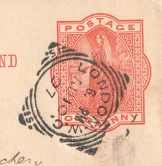 Queen Victoria QV 1d Postal Stationery Postcard London 1897. Germany Worishofen