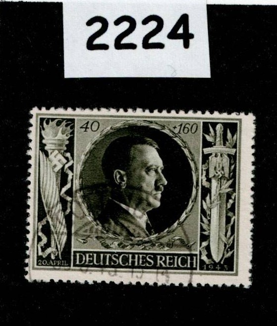 Used stamp B236 1943 Adolf Hitler 54th Birthday WWII Germany #2224