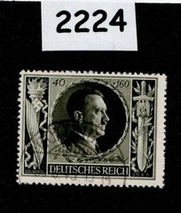Used stamp B236 1943 Adolf Hitler 54th Birthday WWII Germany #2224