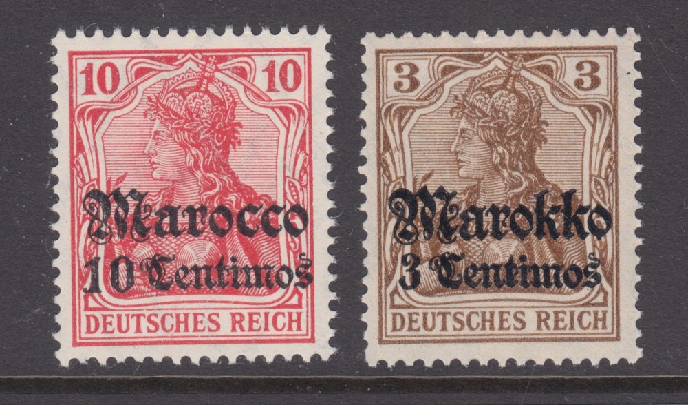 Germany, Morocco Sc 35, 45 MNH. 1906-11 10c on 10pf & 3c on 3pf. Germania, VF