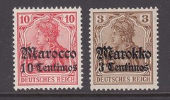 Germany, Morocco Sc 35, 45 MNH. 1906-11 10c on 10pf & 3c on 3pf. Germania, VF