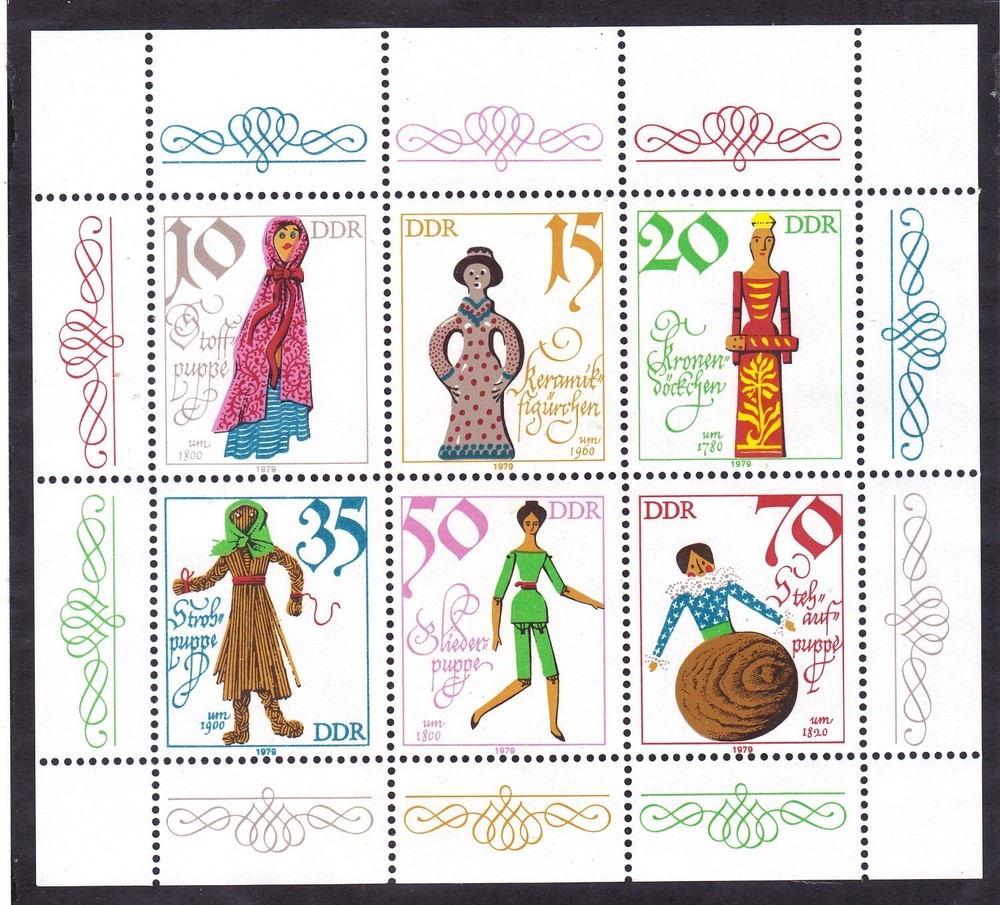Germany DDR 2062a (2057-62) MNH 1979 Historic Dolls Mini Sheet of 6 Very Fine
