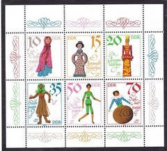 Germany DDR 2062a (2057-62) MNH 1979 Historic Dolls Mini Sheet of 6 Very Fine