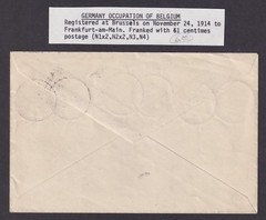 Germany WW1 Occupation of Belgium 1916-18 issue on registered cover