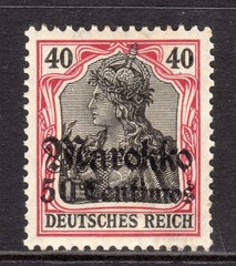 German Offices in Morocco Scott #51 VF Unused 1911 Germania 50 Con 40 Pfg