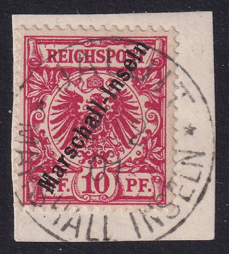 MARSHALL ISLANDS 1897 First Overprint 10pf Carmine SG G3 Used on Piece (CV £130)
