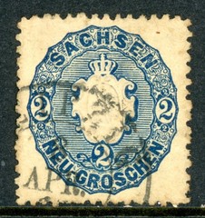 Germany States 1863 Saxony 2 ngr Blue Scott #18 VFU K967