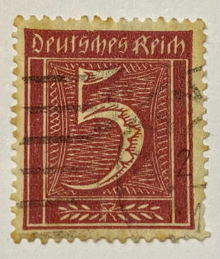 Deutsches Reich Stamp 5 Pfennig 1921 Used Mi: 177