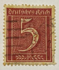 Deutsches Reich Stamp 5 Pfennig 1921 Used Mi: 177