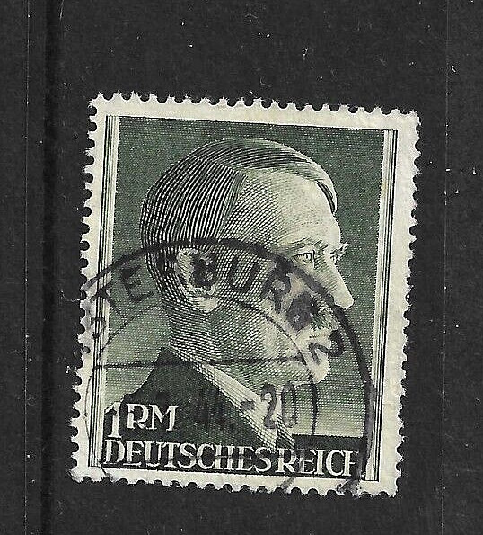GERMANY 1942 – HITLER PORTRAIT – 1 M Green – SG 799a Fine Used