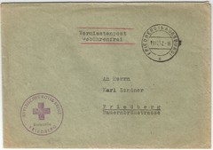 Germany 2 covers 1916-1952, Red Cross missing post free of charge 1952 with a re