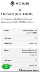 Rare used Airmail GDR stamp (Wz 2 lying), type. auction value 1200 eur