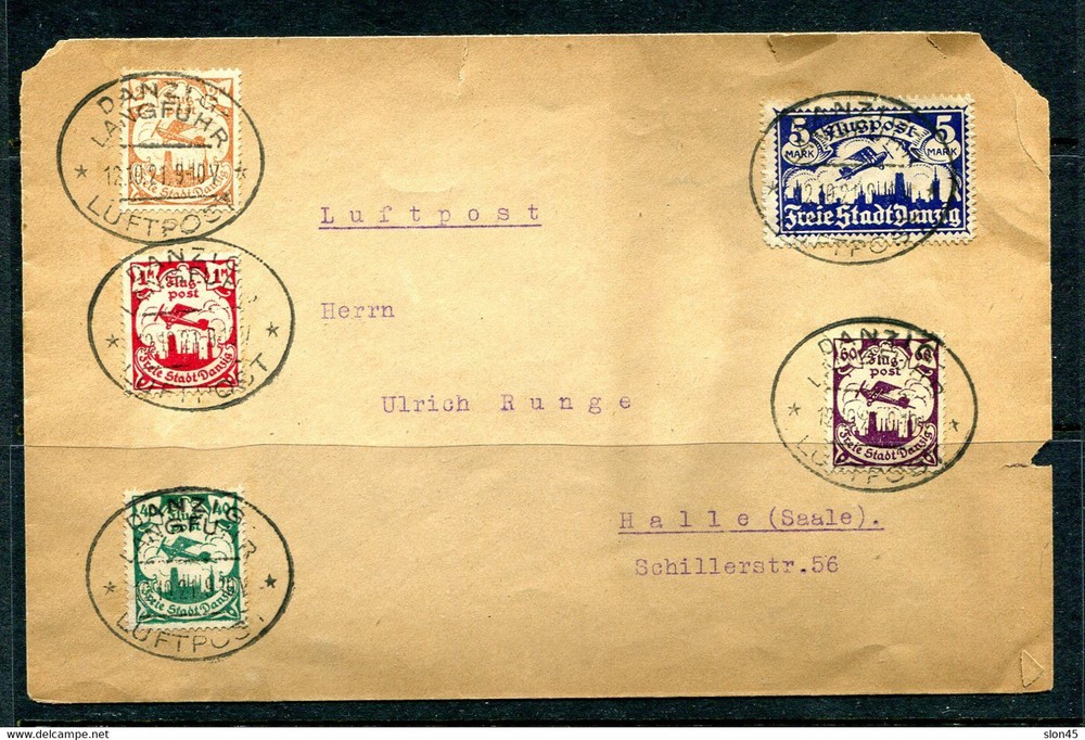 Germany/Poland Danzig 1921 Full set Cover cut on 2 corners 14702