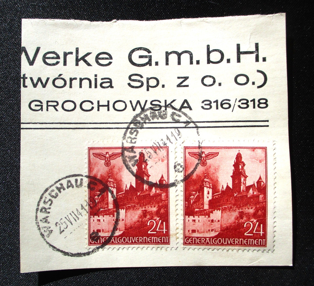 TWO STAMPS OF THE NAZI GERMANY (OCCUPIED POLAND – WARSAW 1941) WORLD WAR II