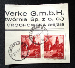 TWO STAMPS OF THE NAZI GERMANY (OCCUPIED POLAND – WARSAW 1941) WORLD WAR II