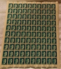 100 PCS = 1 SHEET GERMAN POSTAGE STAMPS FROM WW11 ERA