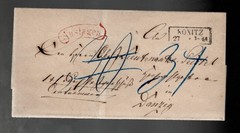 c.1850’s Germany Stampless Cover – KONITZ (modern-day Chojnice, Poland) – Danzig