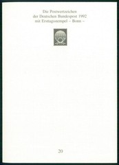 GERMANY FOLDER 1992/20 ORDEN MEDAL POUR LE MERITE