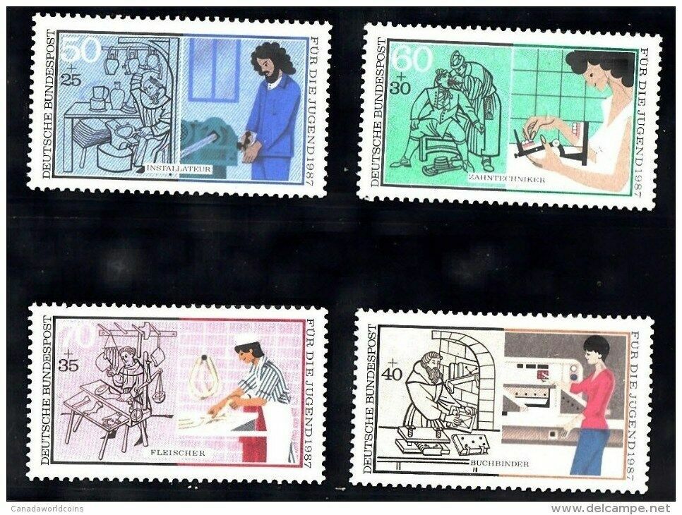 West-Germany 1987 Youth Semi-Postal Professions B654/B657 MNH complete Set
