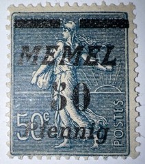 Travelstamps- MEMEL TERRITORY 1922 50 pf , German Reich Overprint 50pf/50c MOGH