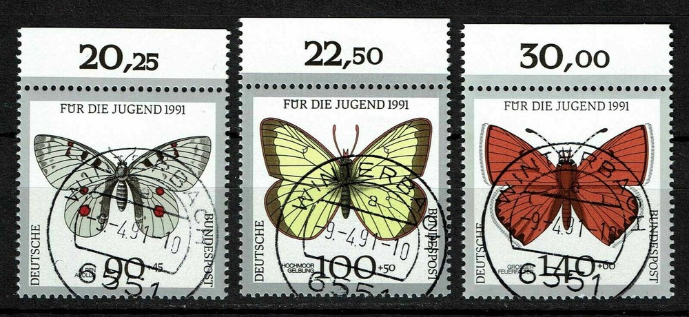 Bundle 1517, 1518, 1519, from the upper edge with first day postmark, Mi. 8,-