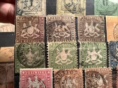 WURTTEMBERG, WERTEMBERG CLASSICS. 1851-1865 German States lot of 23 Stamps