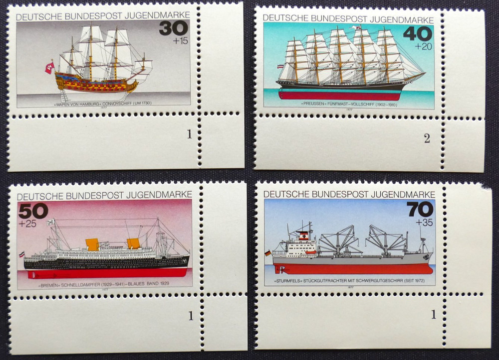 Bund MiNr. 929-932 FN 1/2/1/1 Ships Boats Set MNH Postfrisch